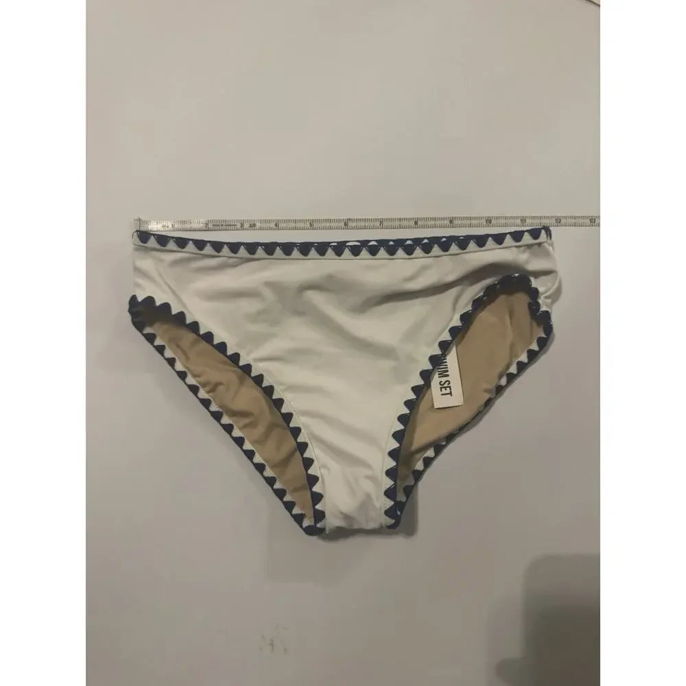 Girls' White & Navy Floral Trim One-Piece Swim Set
